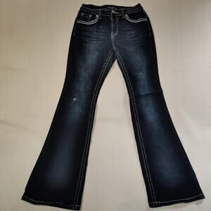 Westfield Eagle Jeans Womens 9 Bootcut Embellished Bling Pockets Dark Wash